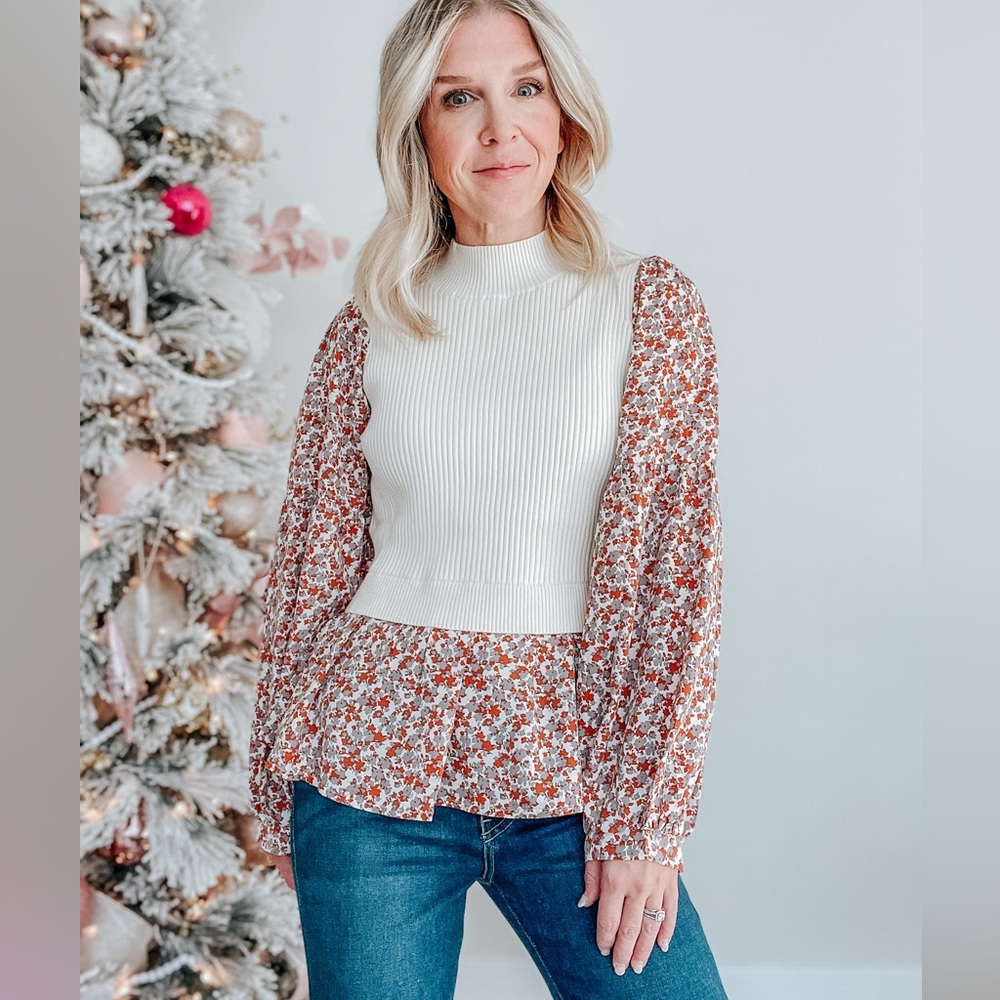 Vest Overlay Peplum Blouse